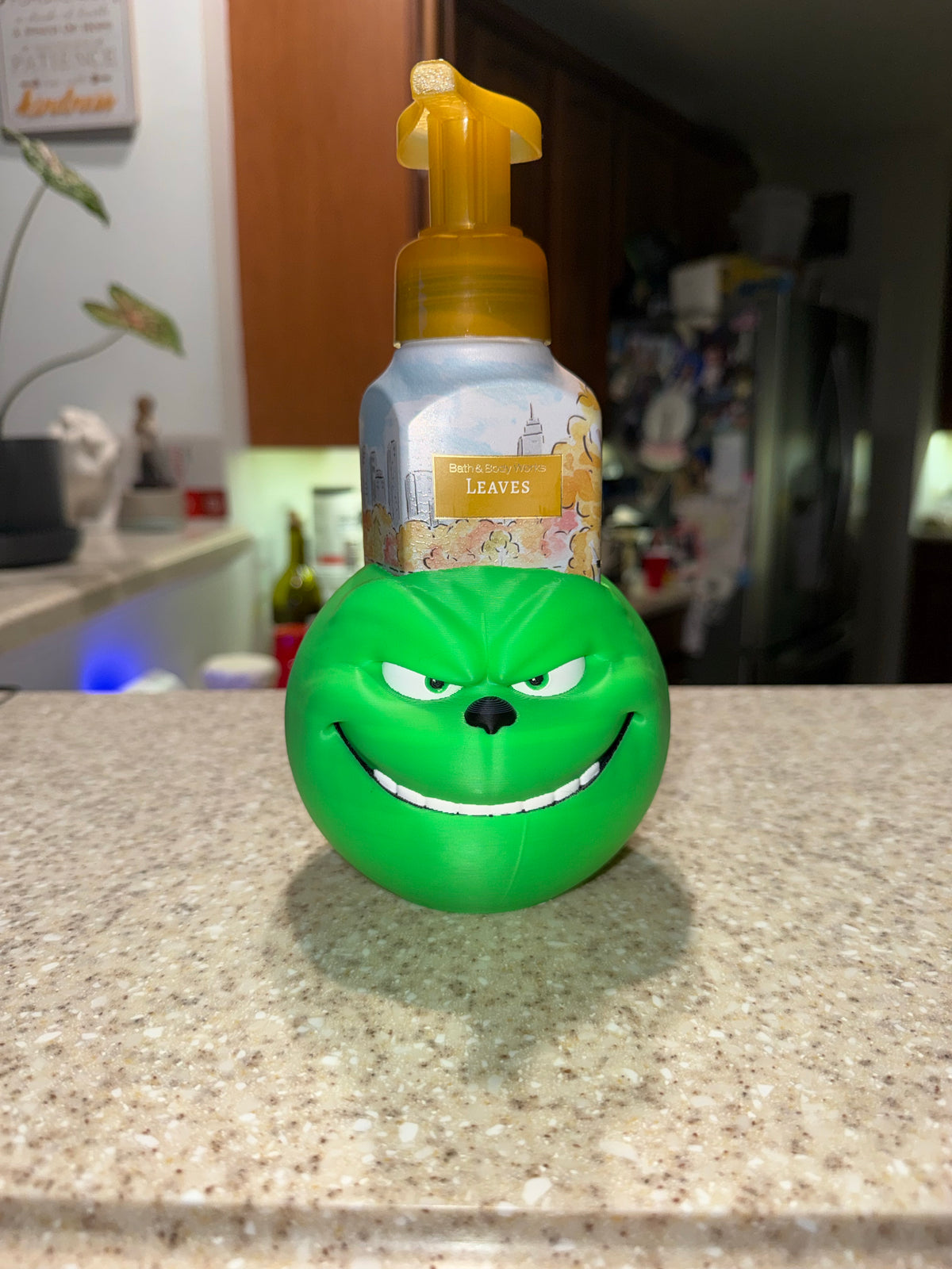 The grumpy green guy soap holder