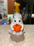 Ghost holding pumpkin soap holder