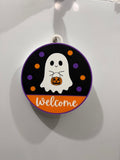 Welcome Ghost Door Hanger Plaque