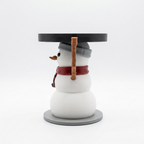 Snowman candle holder side view on a white background