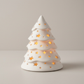 White Christmas tree with illuminated stars, third view