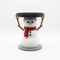 Snowman candle holder front view on a white background