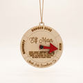 Wooden Elf Meter ornament with a red arrow on a white background